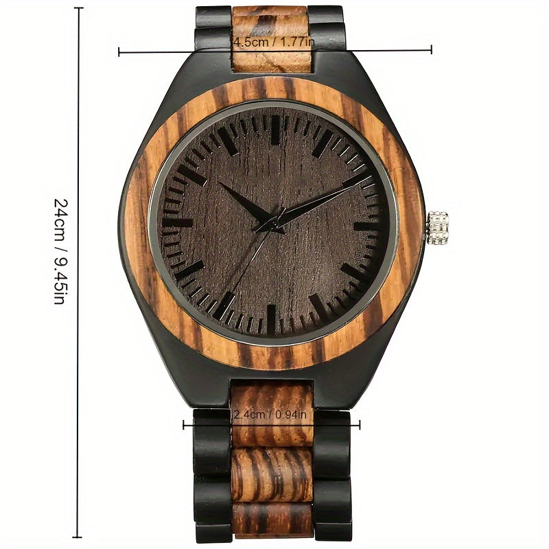 Women & Men's Classic Fashion Wooden Watch, Rustic Analog Quartz Timepiece, Elegant Wood Wristwatch with Adjustable Band, Lightweight Accessory for Casual Attire