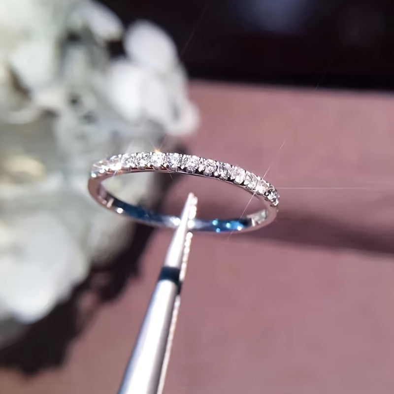 1.3 g Moissanite 1pc 0.25 Carat Moissanite 925 Silvery Ring Stackable Ring, Gorgeous, Ideal for Christmas Birthday Thanksgiving Gifts