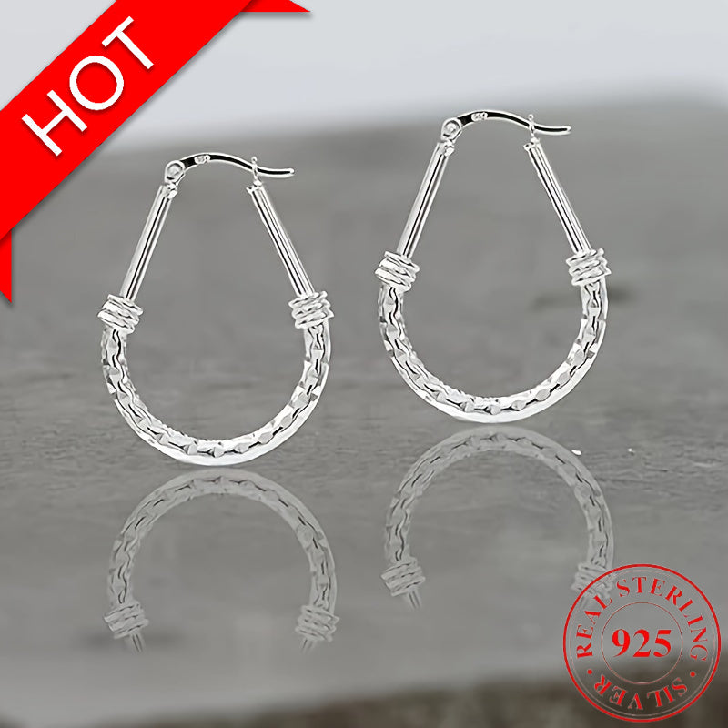 [Engagement Wedding Gift] A Pair of S925 Silver Hoop Earrings, Italian Classic Design Earrings, Suitable for Daily Wear - an Engagement and Wedding Confession Gift for Your Wife or Girlfriend