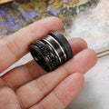 8pcs Men's 201 Stainless Steel Ring Set - Vintage Style, Rotating Fidget Rings for Anxiety Relief, Wedding & Engagement Bands