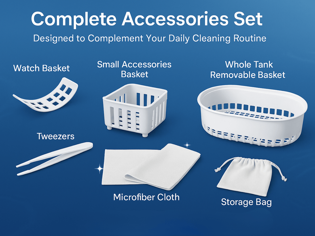 Ultrasonic Jewelry Cleaner, 48KHz Ultrasonic Cleaner Machine for Jewelry, Eyeglasses, Rings, Watch Strap, Dentures- Dual Cleaning Modes, 304 Stainless Steel Tank
