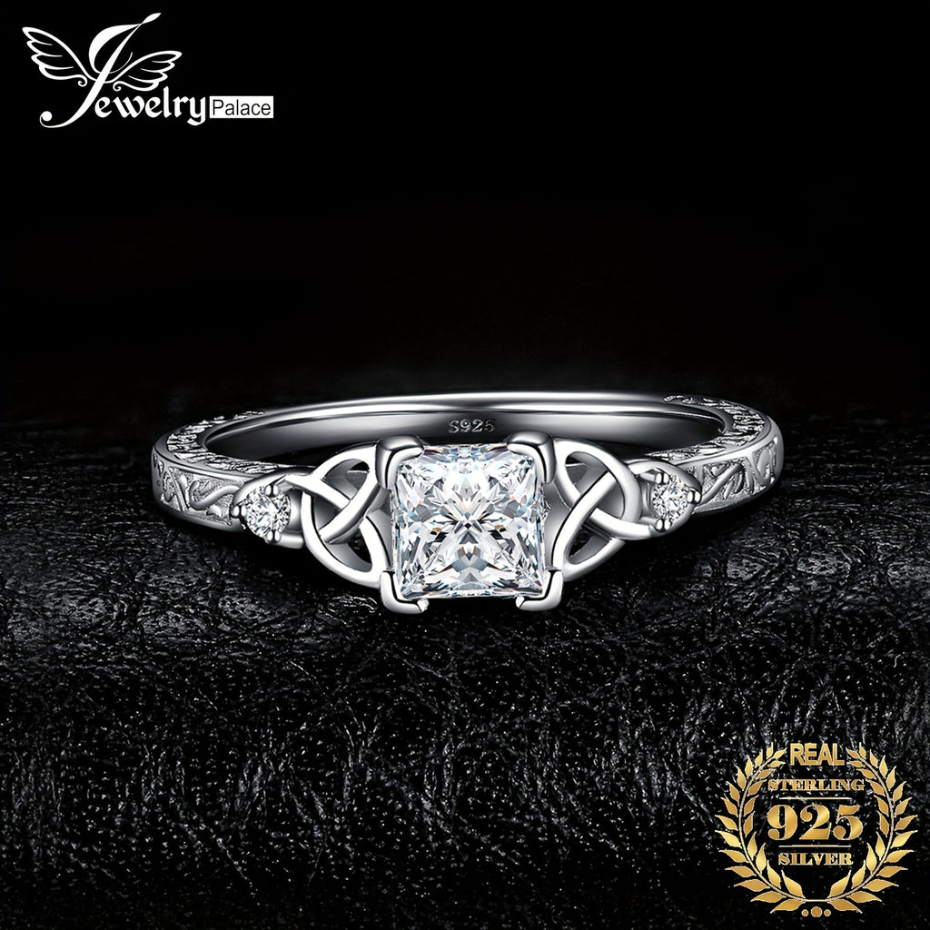 [Wedding Engagement Ring] 1pc 925 Sterling Silver Glamorous And Luxurious Exquisite Multi-Faceted Princess Cut Cubic Zirconia Decor Silvery Wedding Engagement Ring for Women Promise Love Engagement Bridal Band Ring