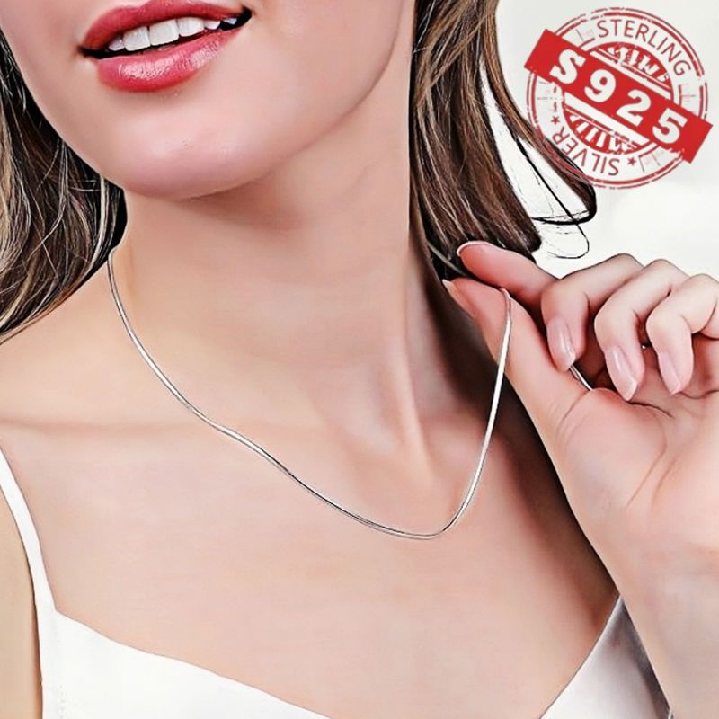 925 Sterling Silver Snake Bone Necklace, Hip-Hop Korean Style, Non-Plated Solid Chain for Parties and Music Festivals, Women'S Minimalist Jewelry Gift - 5pcs Set