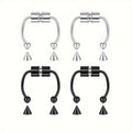 12pcs Set Of Magnetic Fake Nose Rings with Replacement Ball Nose Clip Silvery Black Stainless Steel Punk Style Septum Ring for Women, Safe And Painless Nostril Non Piercing Jewelry