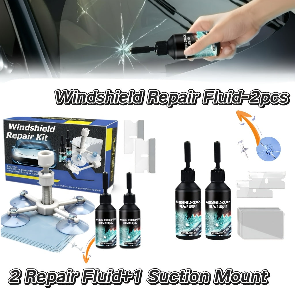 Windshield Crack Repair: Fix Bullseye and Star Cracks in Just 15 Minutes! Save Over $200 Compared to Replacement. Portable, Uses Adhesive for a Clear View, and Can Repair Deep Cracks Without Professional Equipment, Delivering Quick Results