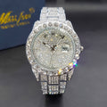 Men's Classic Business Iced Rhinestone Quartz Watch, Classic Fashion Wrist Watch