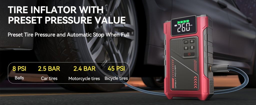 [Portable Car Jump Starter] 4000A Portable Car Jump Starter With Air Compressor, Suitable For 12V(8.0L Gas, 6.5L Diesel) Jump Starter Battery PackWith150 PSl Tire Inflator, 12V Car Battery Jump Power With LED Light, Car Accessories Tools, Car Emergency Ki