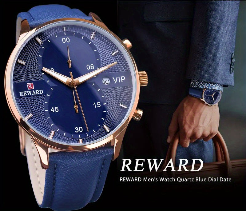 [1pc Men's Watch] 1pc Men's Black Golden Quart Watch | PU Leather Strap, with Gift Box