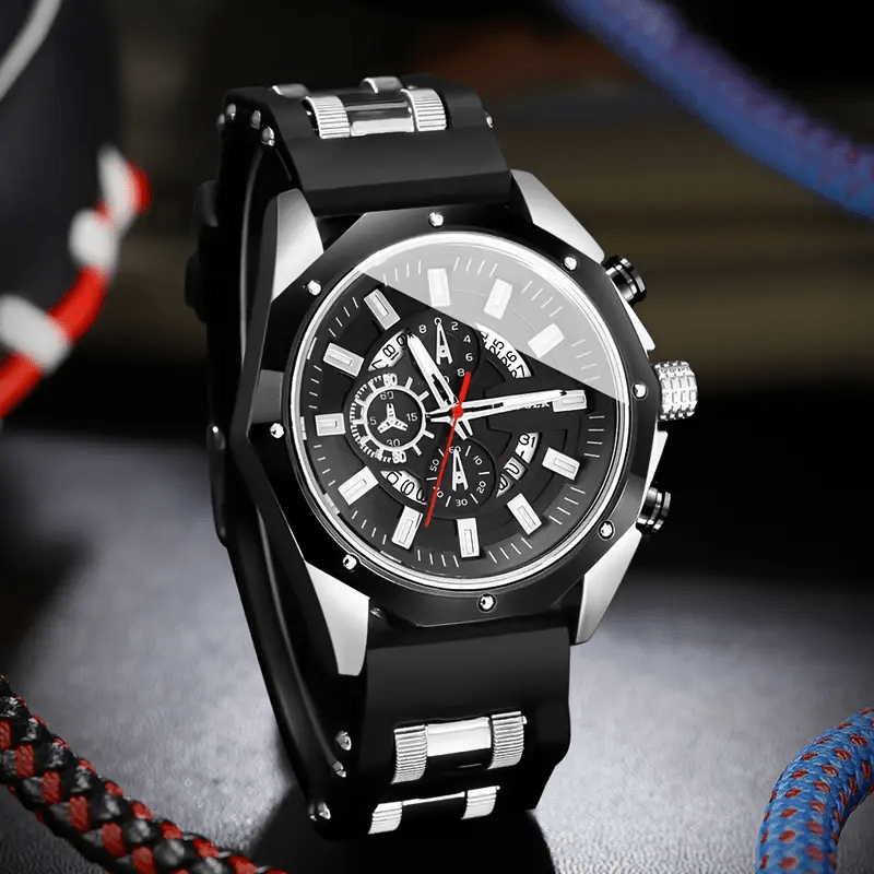 Fashionable And Popular Men's Business Sports Watch, High-End Automatic Calendar Large Dial Quartz Wristwatch for Men.