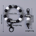 2pcs/set Men's And Women's Checkered Bead MAMA Handmade Bead Keychain Bag Car Key Pendant Accessory Gift for Mom