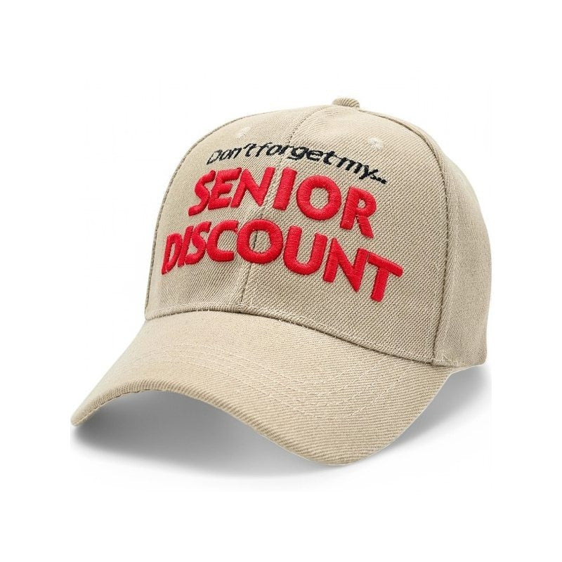 "SENIOR DISCOUNT" Embroidered BASEBALL CAP Adjustable, UV protection Design for Men, Perfect for Outdoor Activities, Casual, Fun Cap