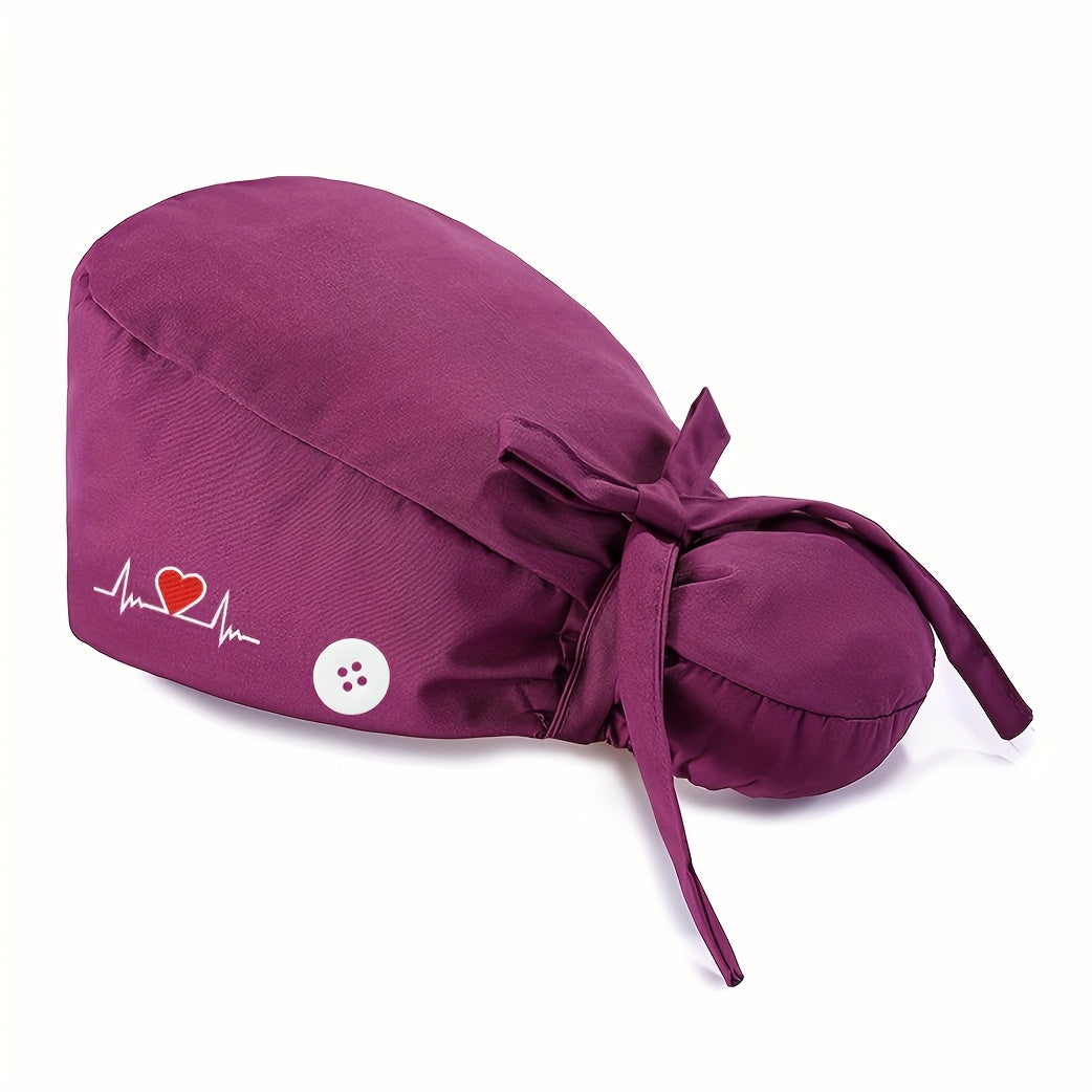 6pcs Adjustable Scrub Caps for Women - Professional Nursing Working Hat with Heart, Lightweight And Breathable, Ponytail Holder, Ideal for Nurses & Doctors