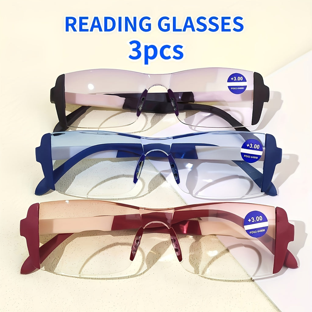 3pcs of Fashionable Colored Reading Glasses Unisex - 1.0 to 4.0 Degree Adjustment, Lightweight And Comfortable Design