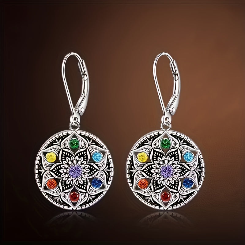 These 925 Sterling Silver Lotus Chakra Earrings for Women, Featuring a Yoga Lotus Pendant, Embody The Flower of Life And The 7 Chakras, Making Them an Ideal Gift for Birthdays, Valentine'S Day, Christmas, And Mother'S Day
