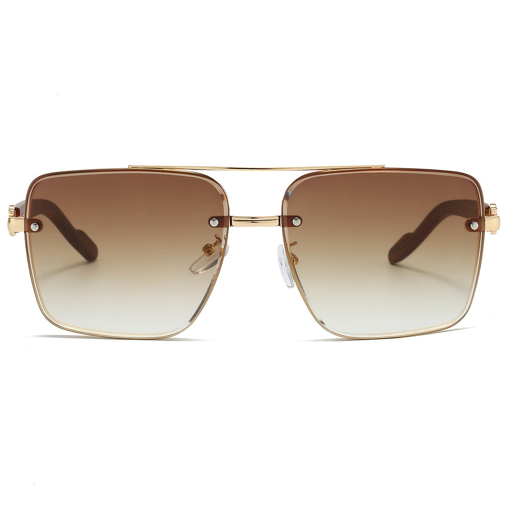 Unisex Square -Bridge Sunglasses - Premium Woodgrain UV400 AC Lenses with Lightweight PC Frame - Luxe Retro Style for Driving/Travel/Street Style - Includes Protection Case, Versatile for All Occasions