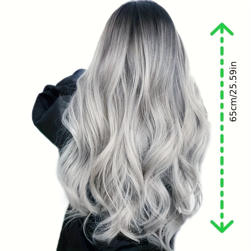 Costume Wig, Fashionable Gradient Black to Gray Wig, Long Curly Hair - Heat-Resistant Synthetic Fiber, Suitable for Women, Natural Style, Suitable for Daily Wear And Role-Playing