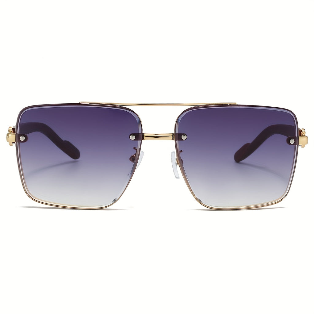 Unisex Square -Bridge Sunglasses - Premium Woodgrain UV400 AC Lenses with Lightweight PC Frame - Luxe Retro Style for Driving/Travel/Street Style - Includes Protection Case, Versatile for All Occasions