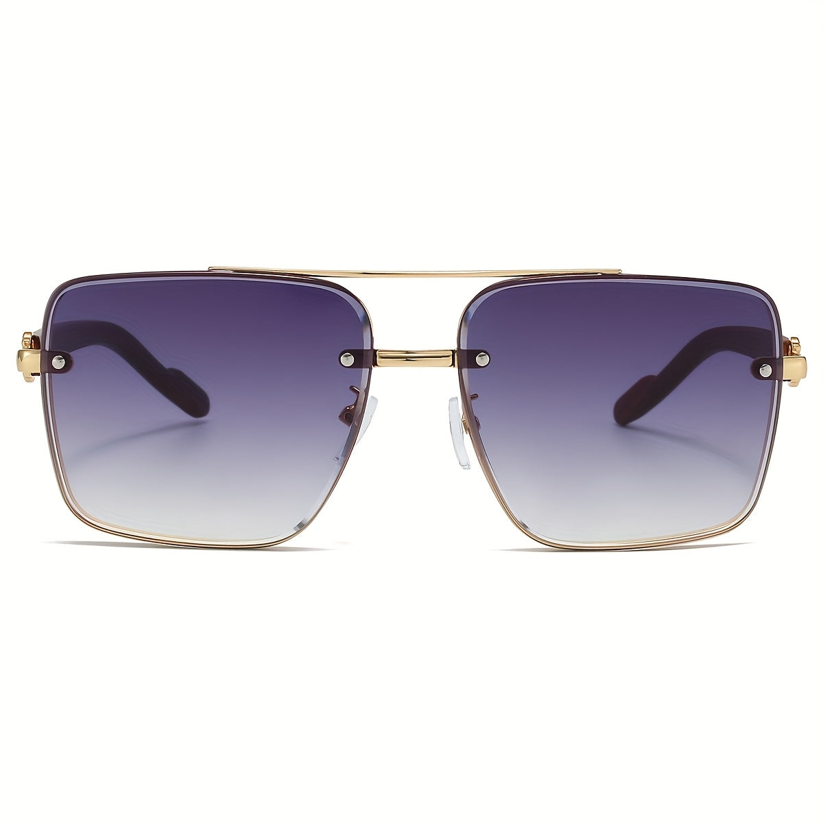 VIUIRNKA Women's Fashion Glasses, Unisex Square Fashion Frame with Unique Double Bridge Design, Vintage Wood Grain Texture, Light Luxury Style, Sun Protection, Suitable for Daily Wear, Driving, Travel, and Street Photography, Ideal for Various