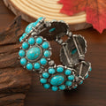 Boho-Chic Turquoise Beaded Stretch Bracelet for Women - Vintage Style, Zinc Alloy, Perfect for Casual Attire & Gifting