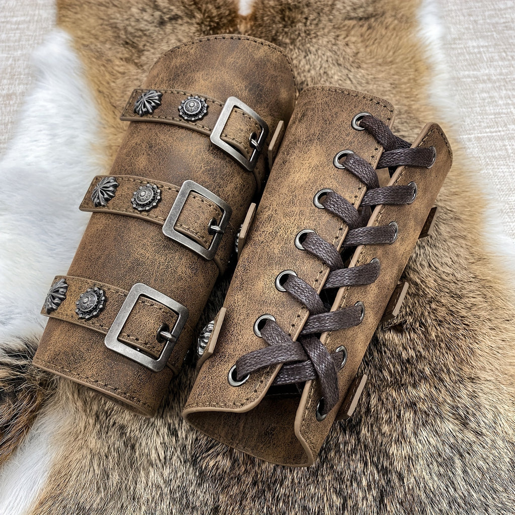 A Pair of Entirely Handcrafted Halloween-Themed Medieval Knight Wrist Guards for Cosplay And Stage Performances