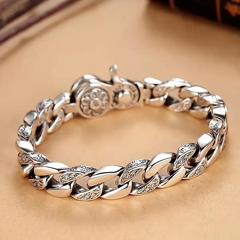 925 [Sterling Silver Bracelet] Sterling Silver Men'S Fashion Bracelet - Perfect for Daily Additions, Gifts for Family And Friends