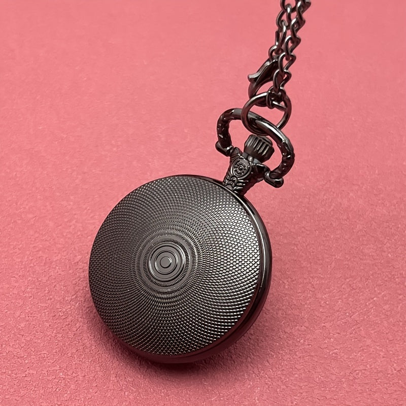 Elegant Black Dragon Pocket Watch - Fashionable Men'S Necklace Style, Quartz Movement, Alloy Case