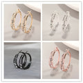 8pcs Elegant And Easy Synthetic Zirconia Geometric Circle Hoop Earrings Set Multi-Color Styles, Women'S Autumn Winter Daily Match Attend Party Vacation Dating Gifts