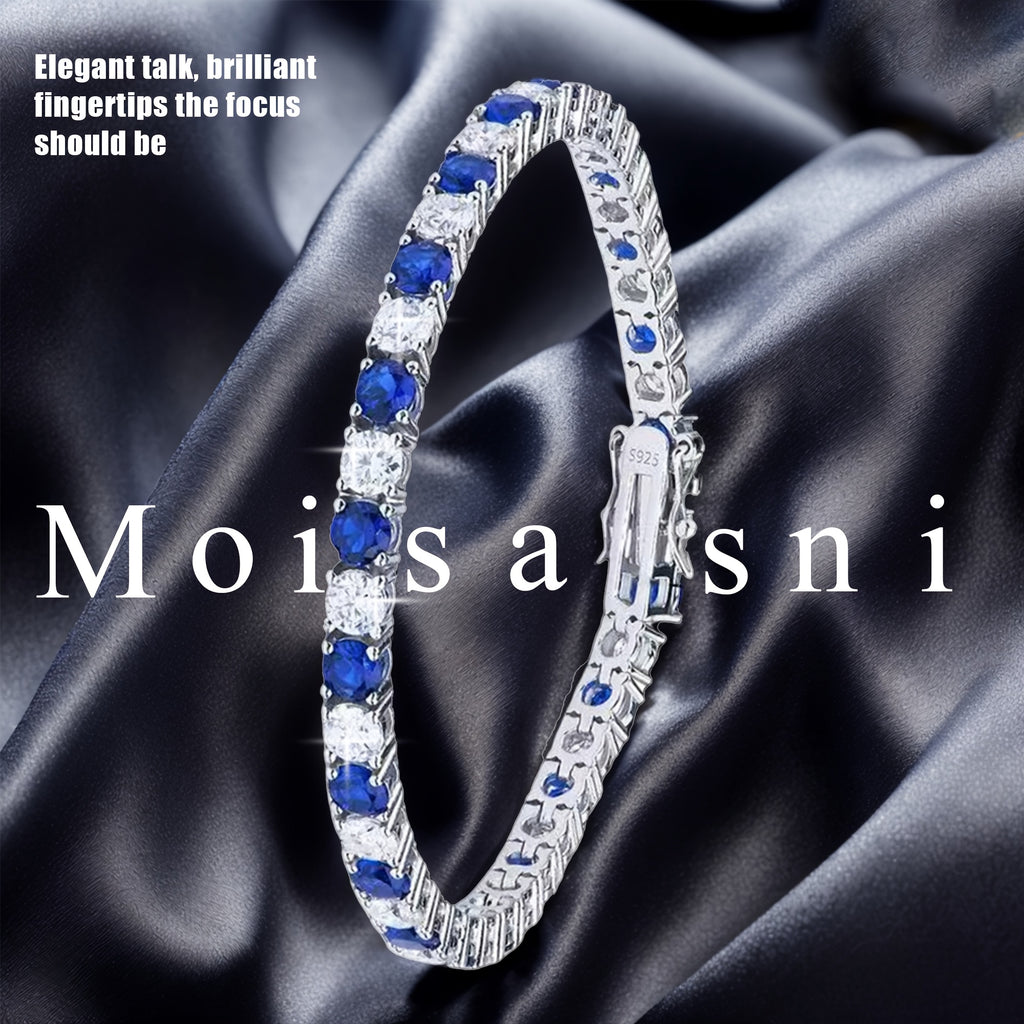 1pc Italian Luxury 925 Silver Moissanite Inlaid Bracelet, Designed And Hand-crafted By An Italian Designer, This Is A Commemorative Gift for Your Wife.Suitable for Various Occasions Such As Banquets.Gift Bag.Total Weight Of The Product (0.31 oz)