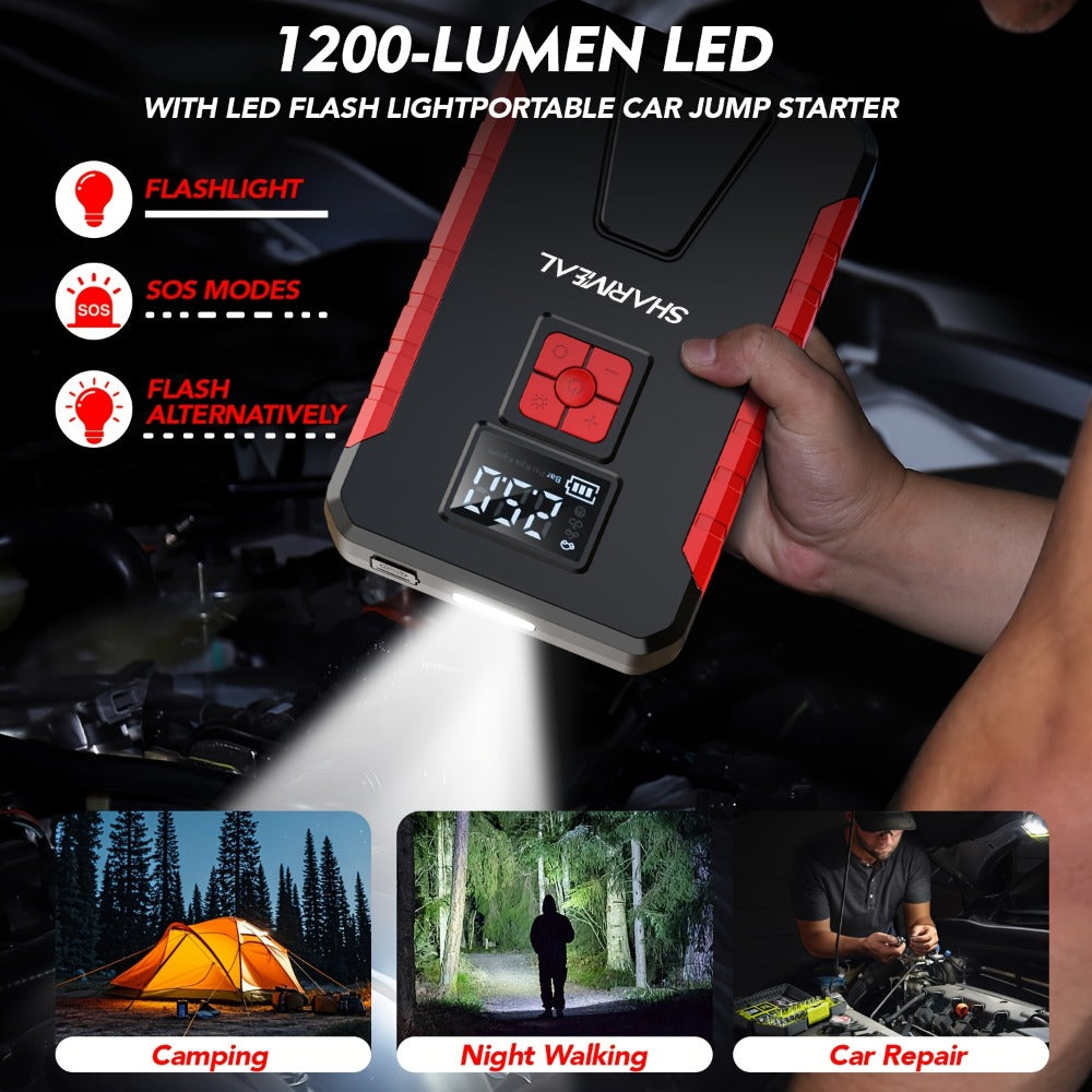 [Portable Jump Starter] 15000A-19000A Peak 350PSI 12V 17-in-1 Portable Jump Starter with Air Compressor Jump Starter, Car Battery Charger, Car Jump Starter with Air Compressor, Jump Starter Para, Car Accessories Tools, LED Light, Battery Charger, Cart Bat