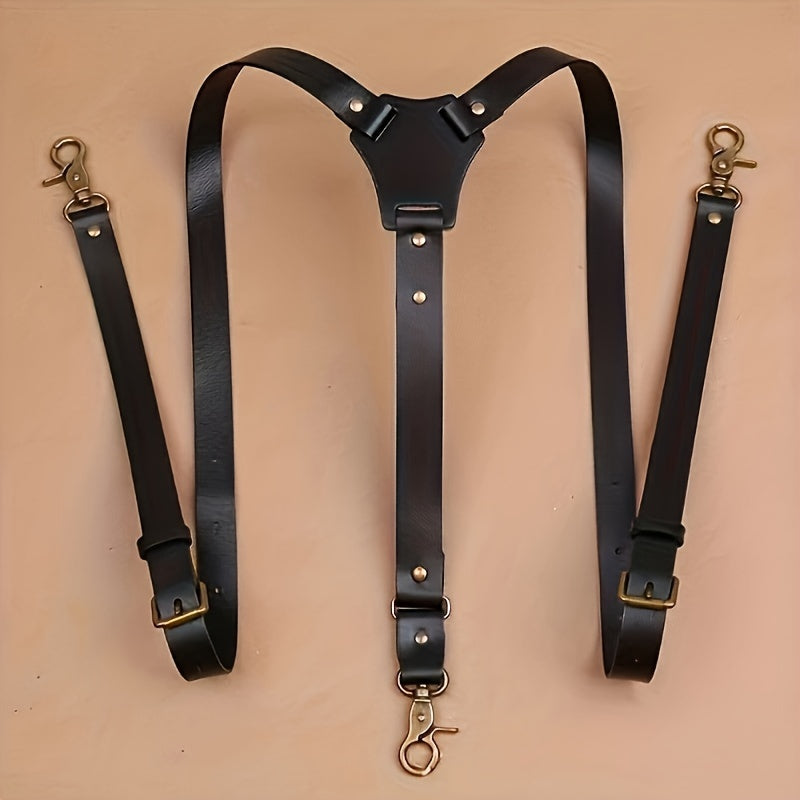 1pc Men'S Suspender Stay Fashion And Elegant with Retro Faux Leather, Perfect for Daily Wear!, Ideal Choice for Gifts