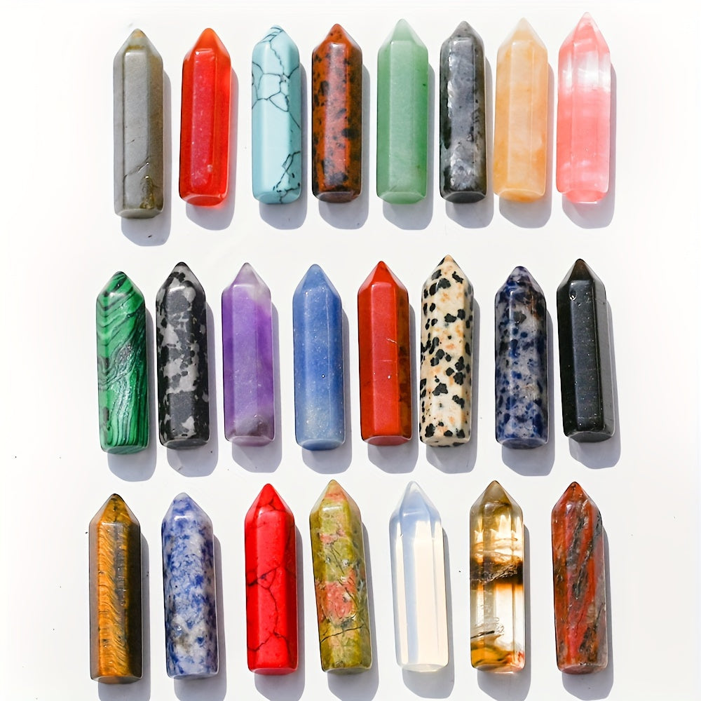 30pcs Healing Crystals Stones Sets Wands Bulk Natural Pocket Quartz Assorted Hexagonal Pointed Reiki Faux Faux Gemstones Polished Balancing Meditation Chakra Gift