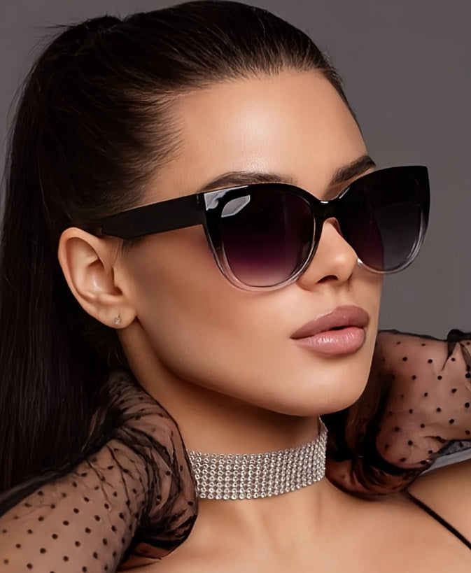 Summer Must Haves, Stylish Retro Cat Eye Oversized Gradient Fashion Glasses for Men and Women, Perfect for Beach, Vacation, Travel, and Cruise, Trendy Fashion Accessories