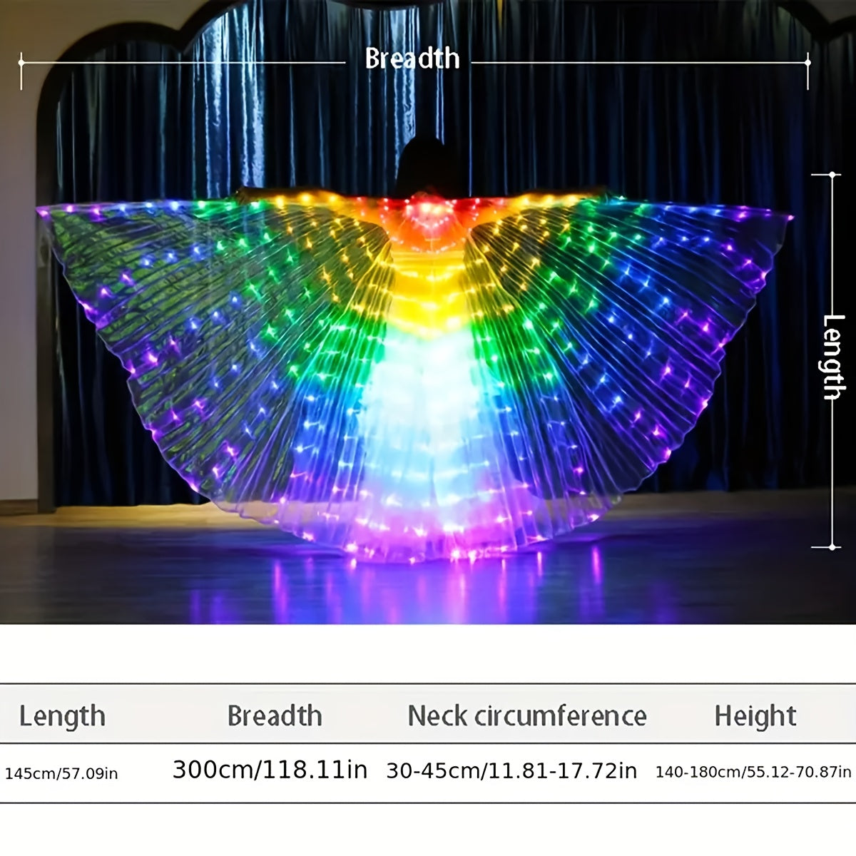 Wings And Cape Set with LED Lights - Vibrant Glowing Apparel Perfect for Halloween, Christmas, Thanksgiving Celebrations, Stage Shows, And Carnivals. Foldable Design (Batteries Not Included)