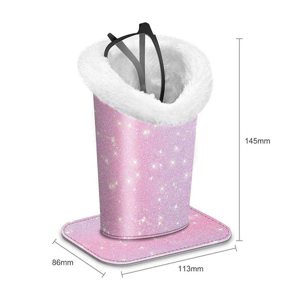 Plush Lined Eyeglasses Holder Protective Glasses Holder Stand Case Anti-scratch Glasses Storage Organizer for Desk, Nightstand, Office