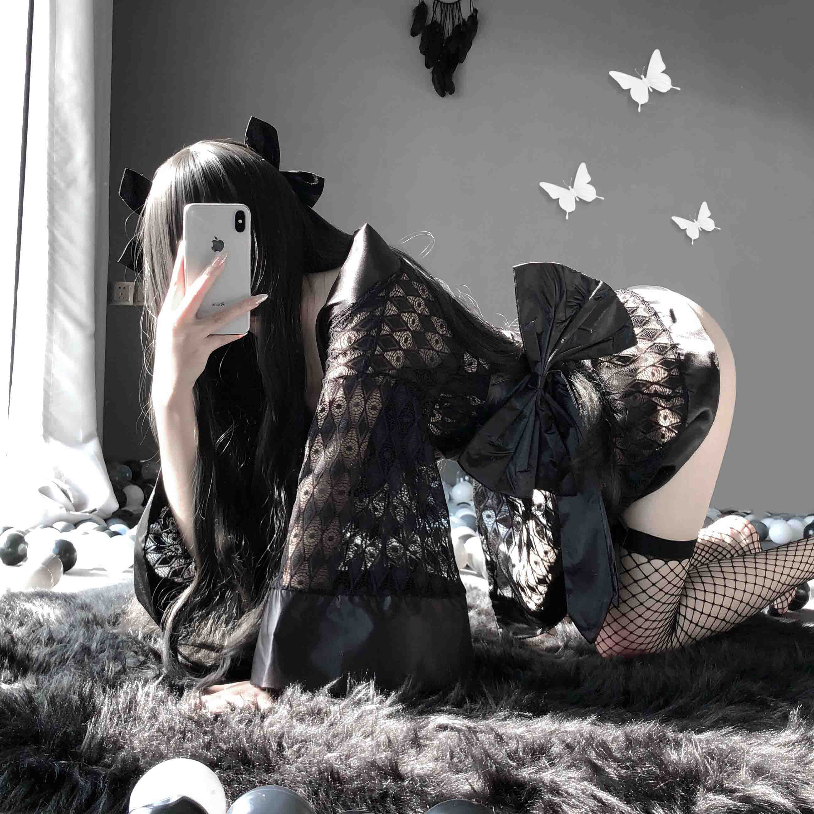 T-2172 Erotic lingerie dark Japanese kimono