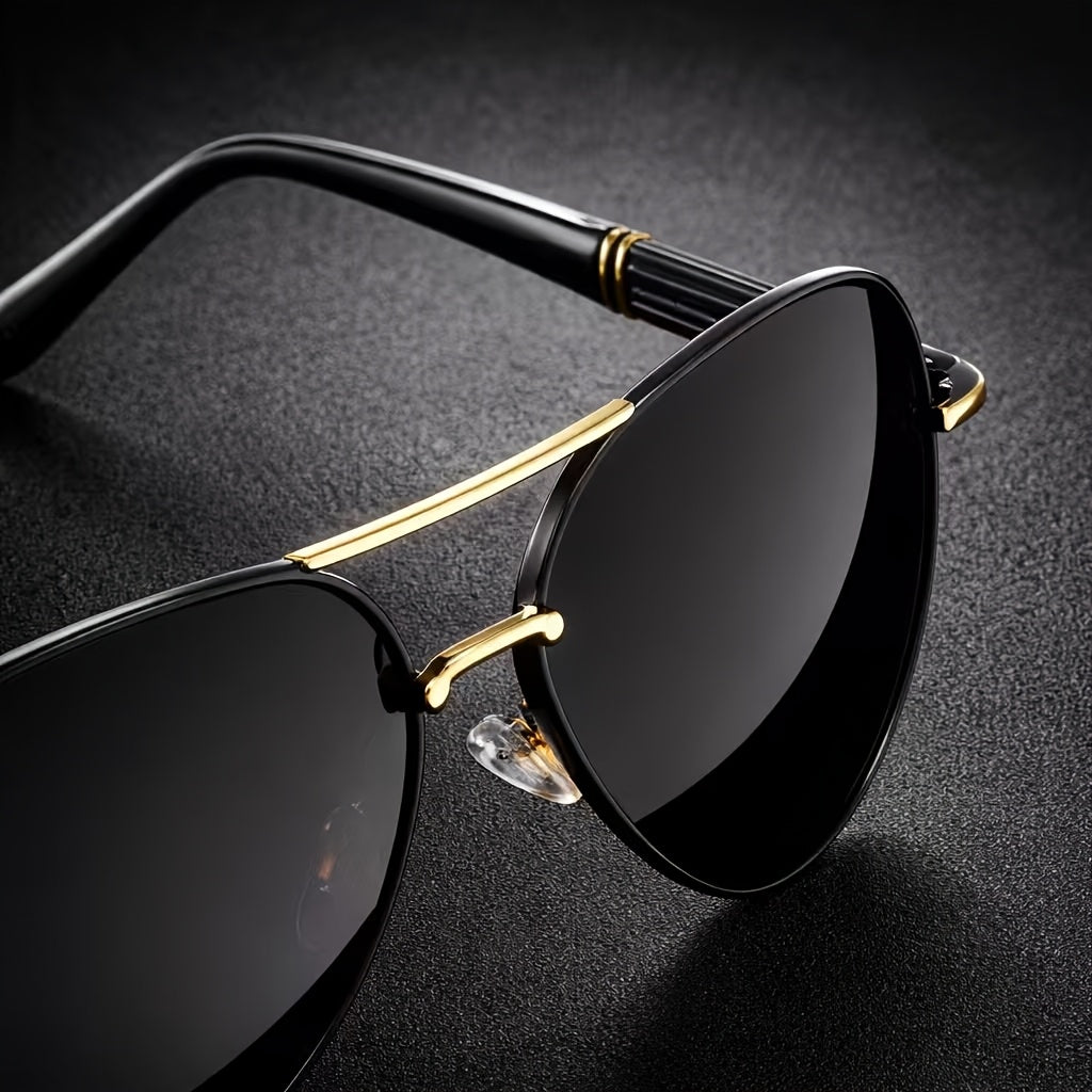 [UV Protection Polarized Lenses] Fashionable Double Bridge Fashion Glasses for Both Men And Women, Ideal for Hiking, Fishing,,, UV Protection, Featuring Polarized Lenses for Eye Protection, Stylish Design for Casual Attire, Perfect As A Gift