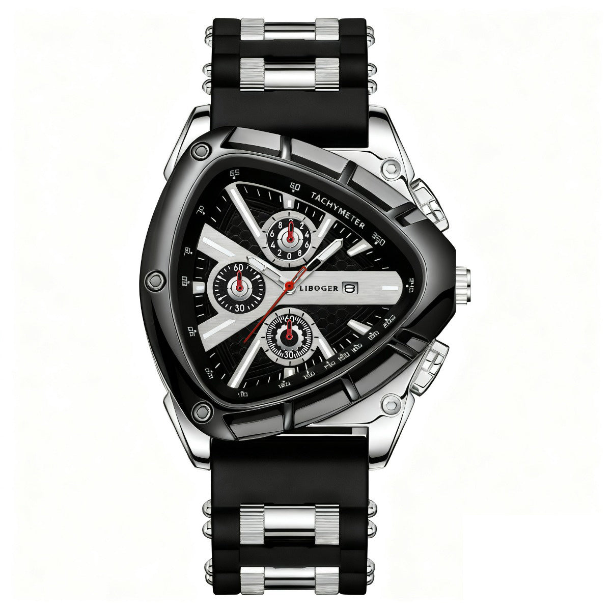 Unique Luxury Men'S Watch Featuring a Silicone Band And a Triangular Dial, Perfect for Tracking The Date. This Quartz Timepiece Is Suitable for Both Business And Casual Occasions, Making It an Excellent Gift for Birthdays, Holidays