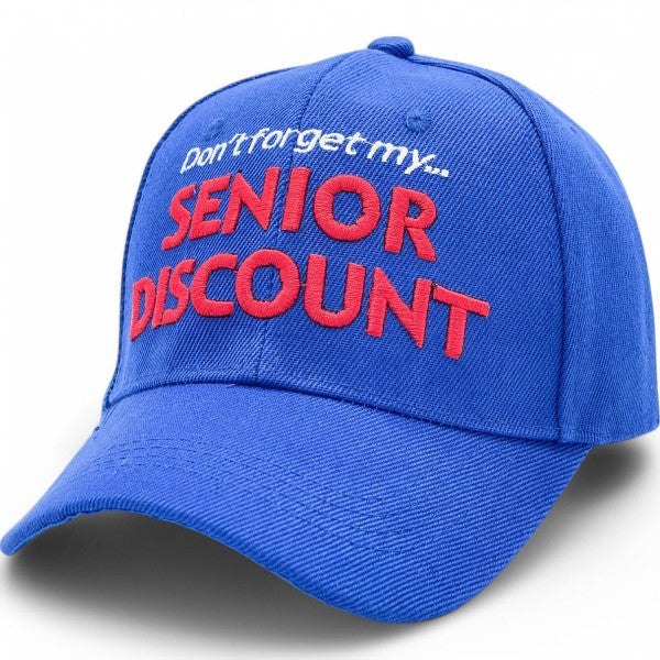 "SENIOR DISCOUNT" Embroidered BASEBALL CAP Adjustable, UV protection Design for Men, Perfect for Outdoor Activities, Casual, Fun Cap
