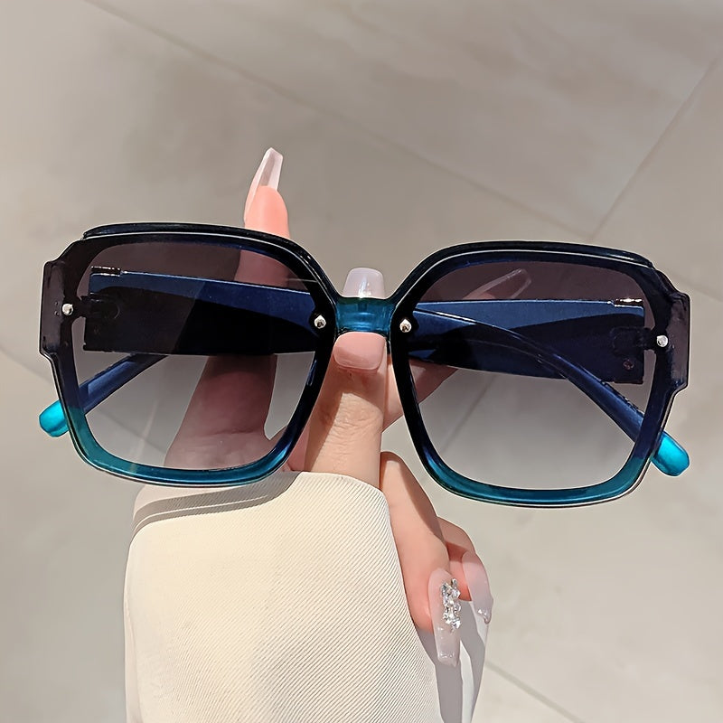 Women's Studded Geometric Fashion Glasses - Emerald UV400pcs Lenses with Lightweight Frame - Fashion Statement for Beach/Vacation/Travel - Includes Protection Case, Versatile Daily Accessory