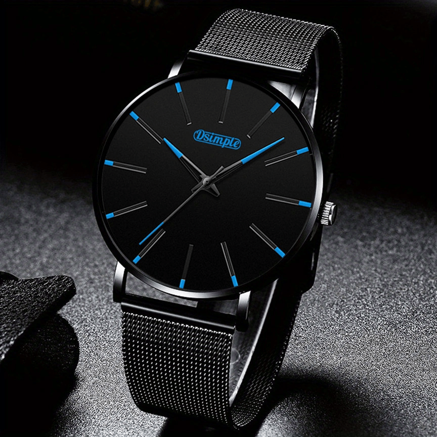 [Casual Business Special] 4pcs Men's Luxury Watch And Set - Quartz Analog Watch with Black And Red Hands, Matching Bracelet And Necklace, Analog/Digital-Like Sub-Dials - Low Voltage for Casual/Business/Special Occasions - Complete