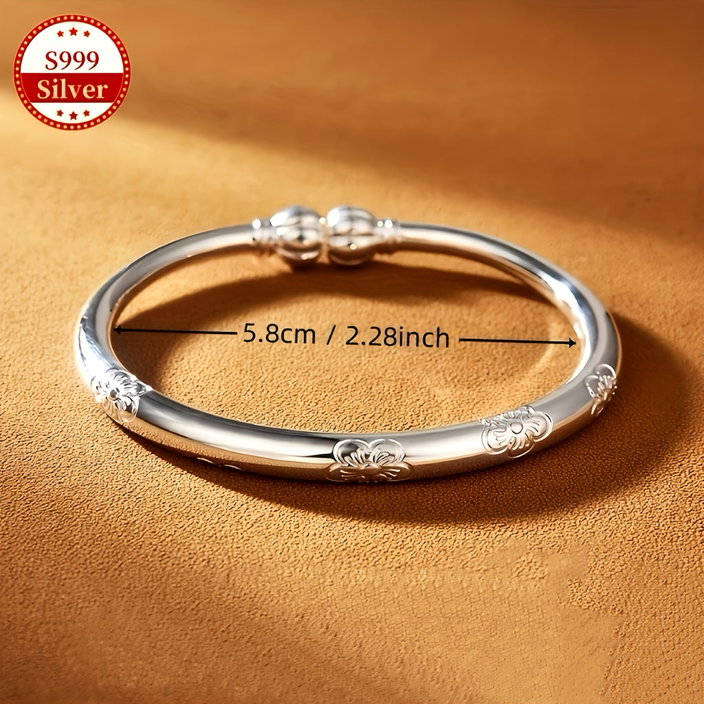 Simple Tribal Style S999 Sterling Silver Bracelet, Suitable For Women'S Daily Wear & Gift Giving, Ideal For Mother'S Day, Appropriate For All Seasons