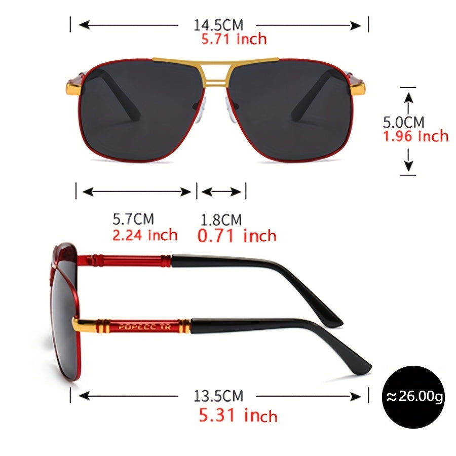 [UV Protection Polarized Lenses] Fashionable Double Bridge Fashion Glasses for Both Men And Women, Ideal for Hiking, Fishing,,, UV Protection, Featuring Polarized Lenses for Eye Protection, Stylish Design for Casual Attire, Perfect As A Gift