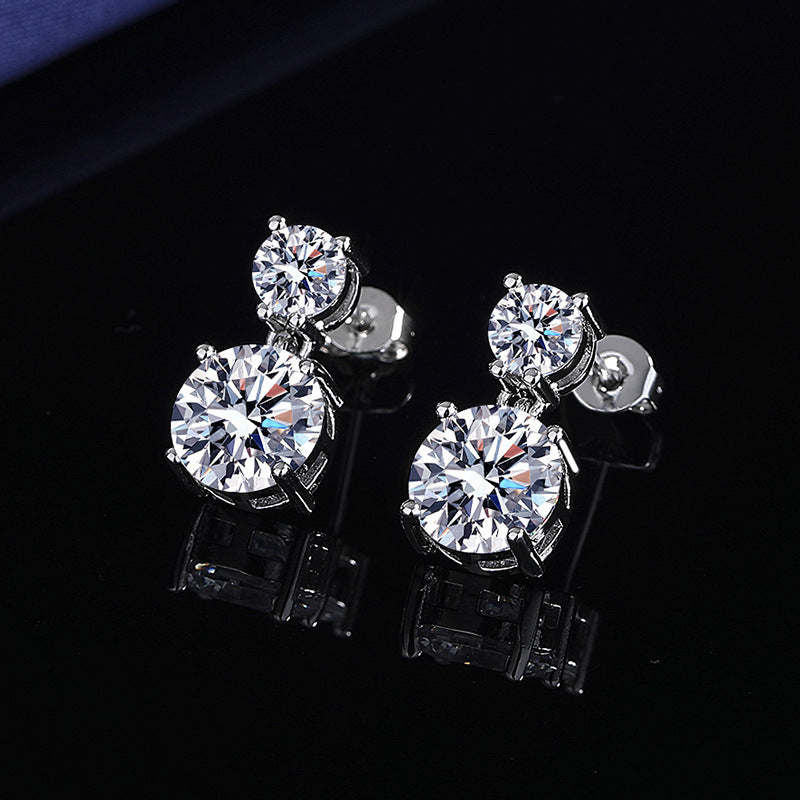 [Christmas Valentine's Day] 5Carats Moissanite Stud Earrings for Women, 925 Sterling Silver Drop Earrings, Fine Jewelry Gifts for Women Men, Christmas Gifts for Ladies Mother Father, Valentine's Day Gifts for Women Men