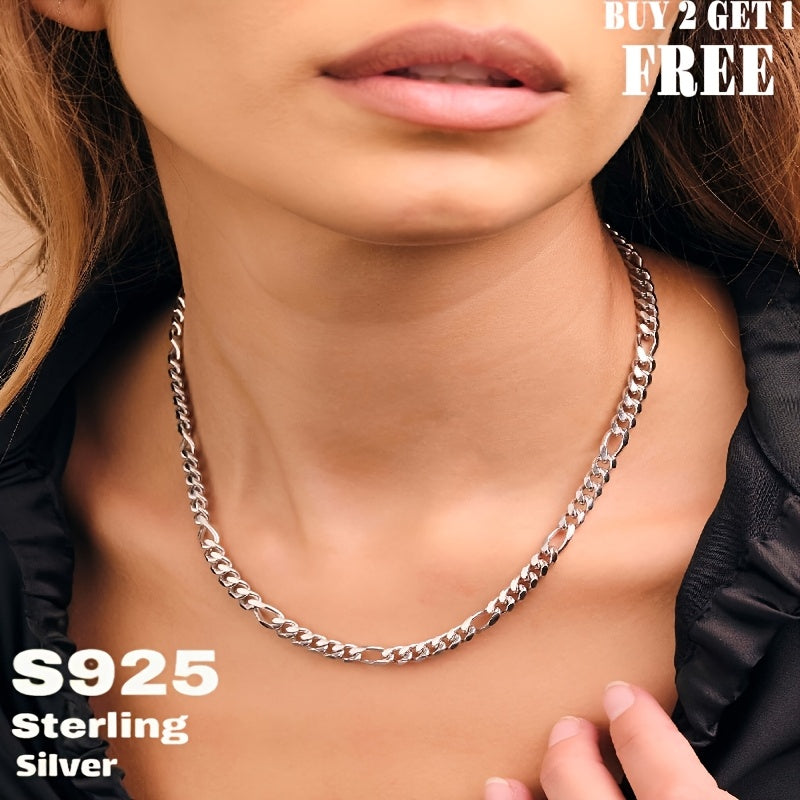 925 Sterling Silver Coarse Figaro Necklace, Retro Minimalist Design, Men'S Necklaces, Women'S Necklaces, Men'S Jewelry, Women'S Jewelry, Fashionable Jewelry Gifts, With Gift Box, Buy 2 Get 1 Free, Total Weight Of The Product(6.25g)