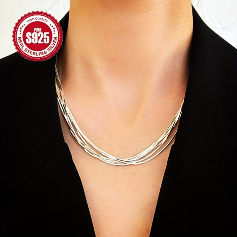 [Daily Wear & Parties] 925 Silver Layered Pendant Necklace, Featuring A Low-Allergy Multi-Strand Chain, Suitable For Daily Wear And Parties, Carnival Accessories