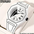 Quartz Watches for Men -1pc Modern Cartoon Minimalist Unisex Mens Watch, Silicone Strap, Black & White Dial with Geometric Patterns, Casual Watches for Men & Women, Special Occasions, Everyday Timepiece - Christmas, Halloween Gift, Reloj Para Hombre.