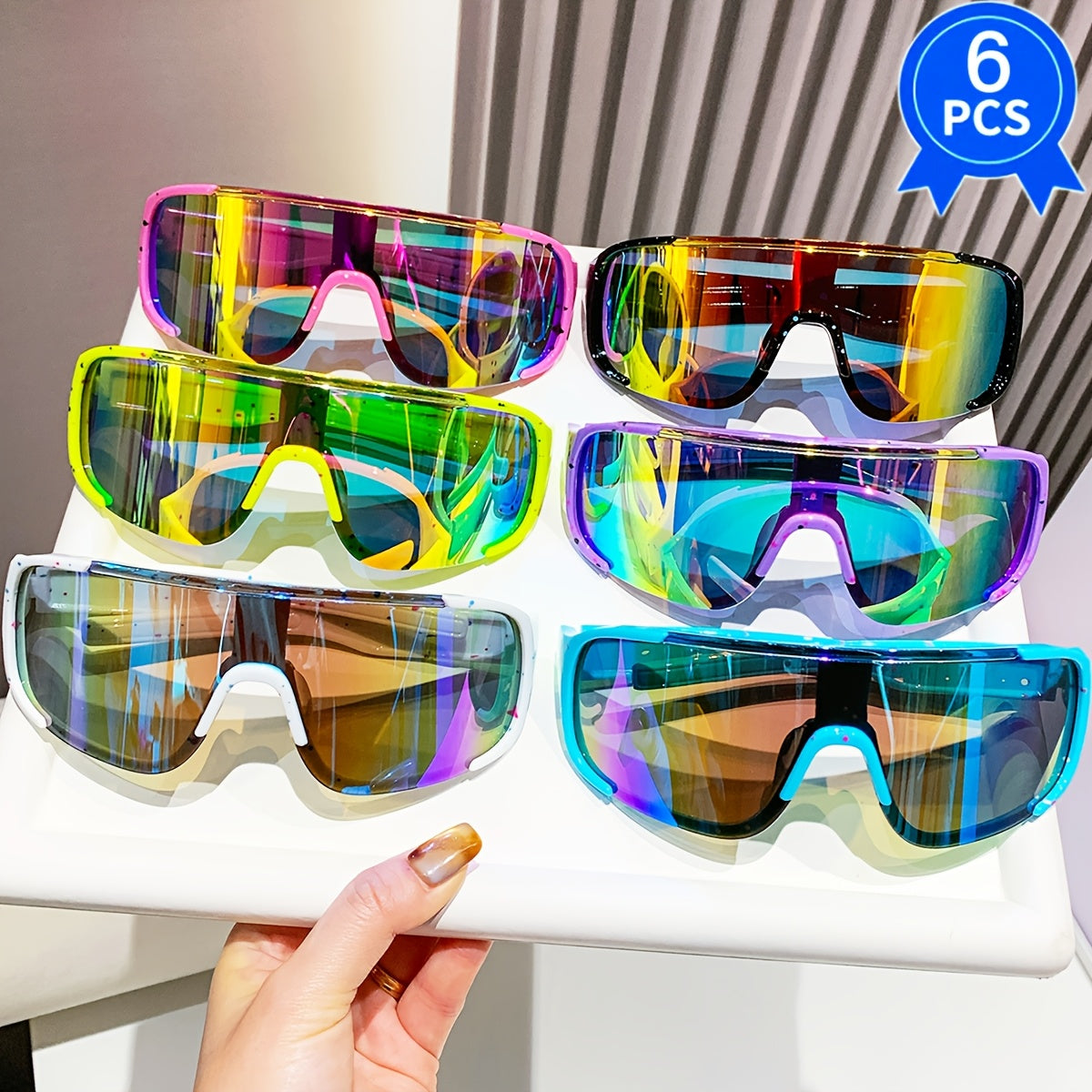 6 Pairs Of Men's And Women's Fashionable Glasses - Lightweight PC Frame, Resistant, Durable, Anti Glare, High-definition Lenses - Suitable for Outdoor Activities And Driving, Bicycle Glasses Accessories