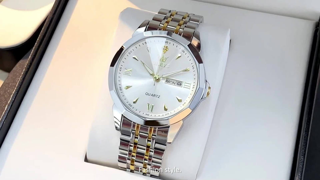 OLEVS Men's Watches Multifunction Stainless Steel Sport Luxury Date Quartz Male Watch Wrist Watches for Man White/Gray/Blue