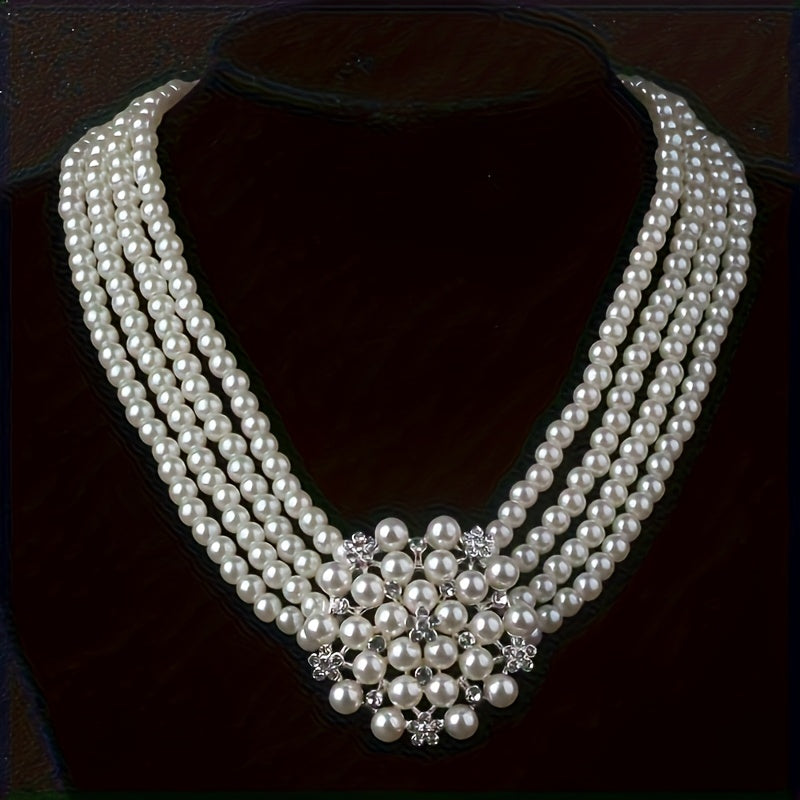 Bridal Jewelry Beads Necklace, High End And Luxurious, One Necklace+one Pair Of Earrings, Wedding Dress Accessories, Stage Performance, Evening Party Necklace
