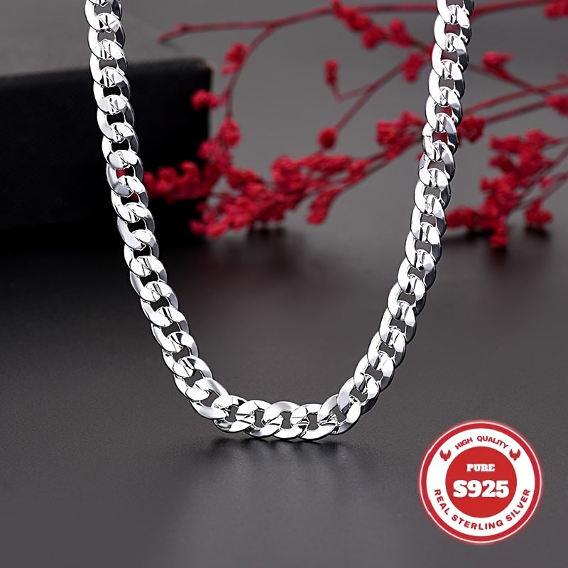 [Christmas, Halloween] S925 Sterling Silver Heavy Cuban Chain, 10mm Wide, Handcrafted Heavyweight Construction, Sturdy And Durable, Suitable for Casual Attire And Special Occasions Such As Christmas And Halloween